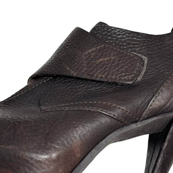 $540 Women PEDRO GARCIA Chenoa Dk Brown Peep Toe Leather Stiletto Booties 39 - Picture 8 of 12